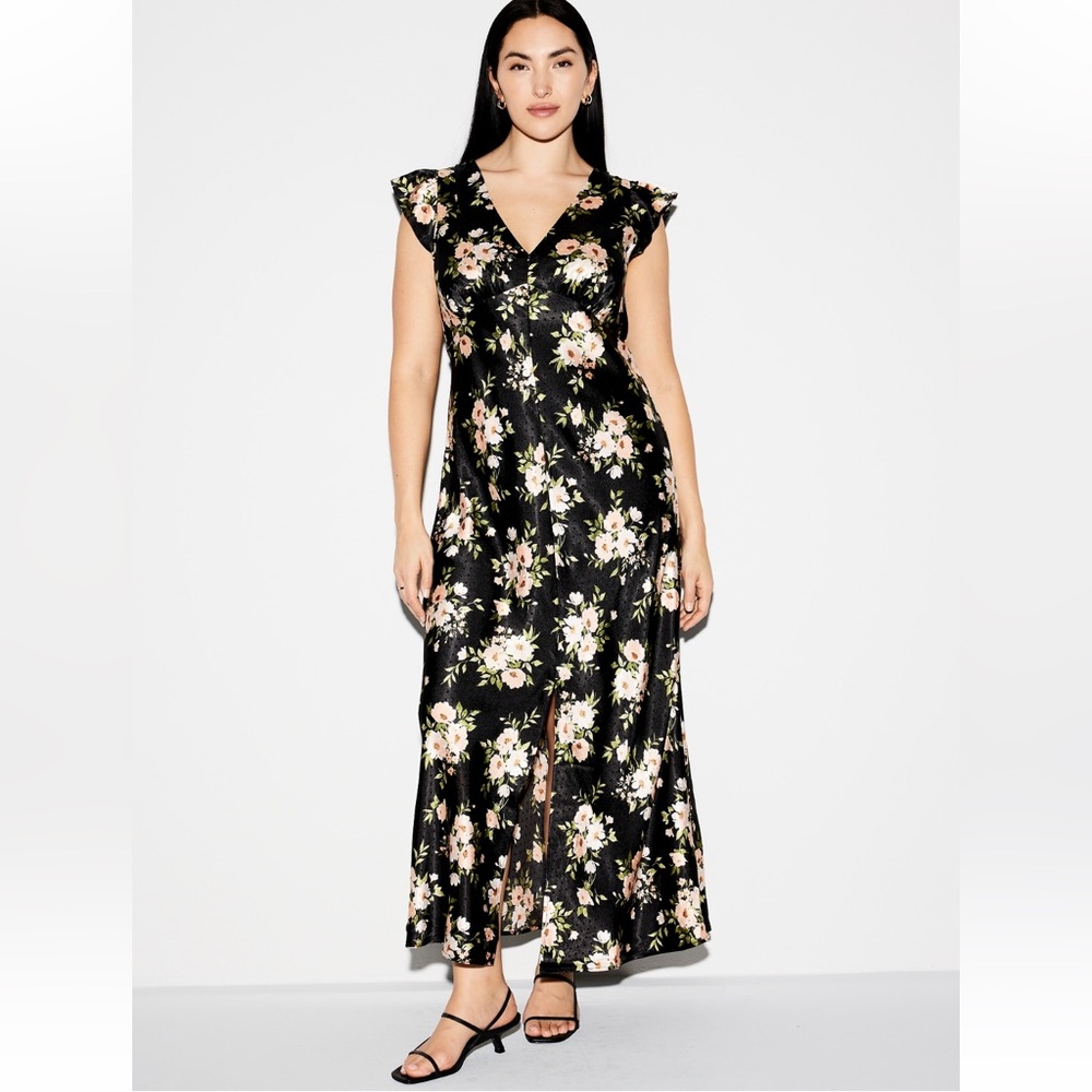 Old Navy Black Floral Maxi Dress Size 16 NWT